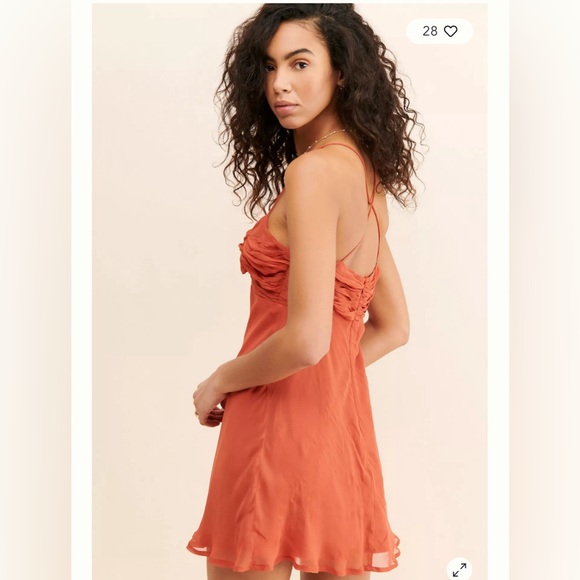 Anthropologie twist front flip dress/ US size8 / rich terracotta color - Picture 3 of 5